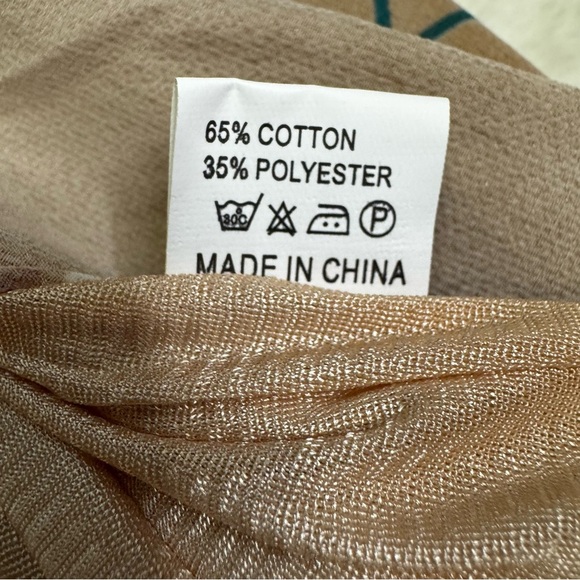 Floral On  Off-Shoulder Boho Chiffon Maxi Dress Size S Tan Slit Split Front NWOT - Picture 12 of 12